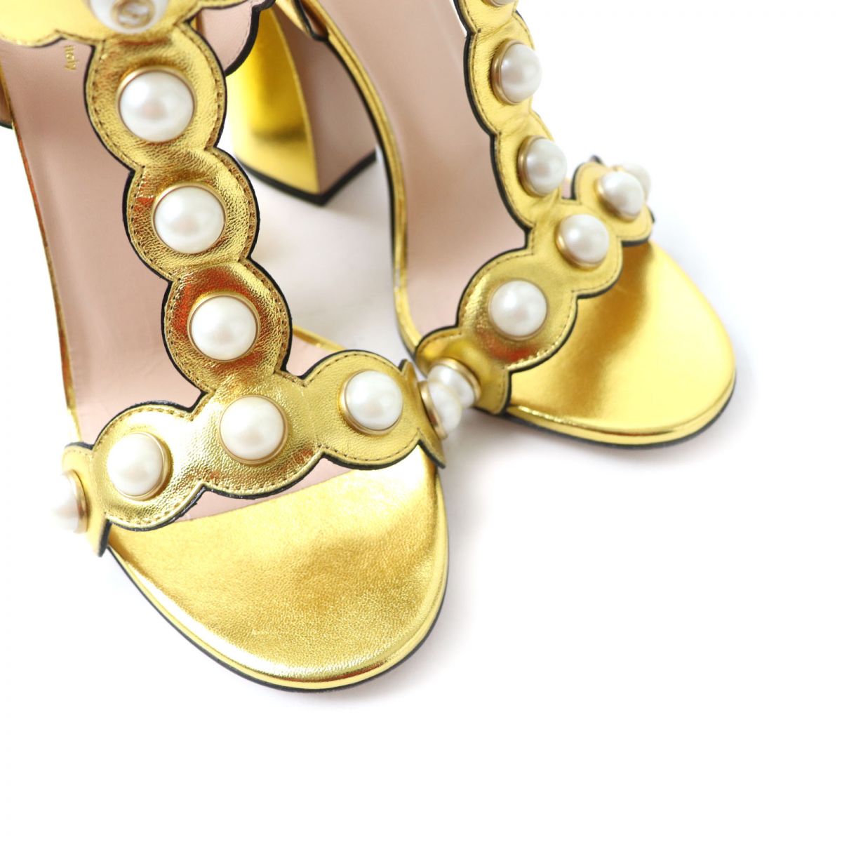 Gucci Interlocking G Leather Sandals Gold