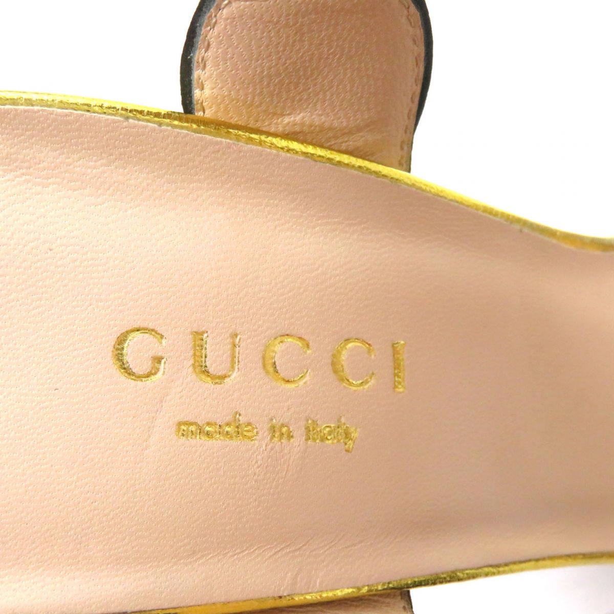 Gucci Interlocking G Leather Sandals Gold