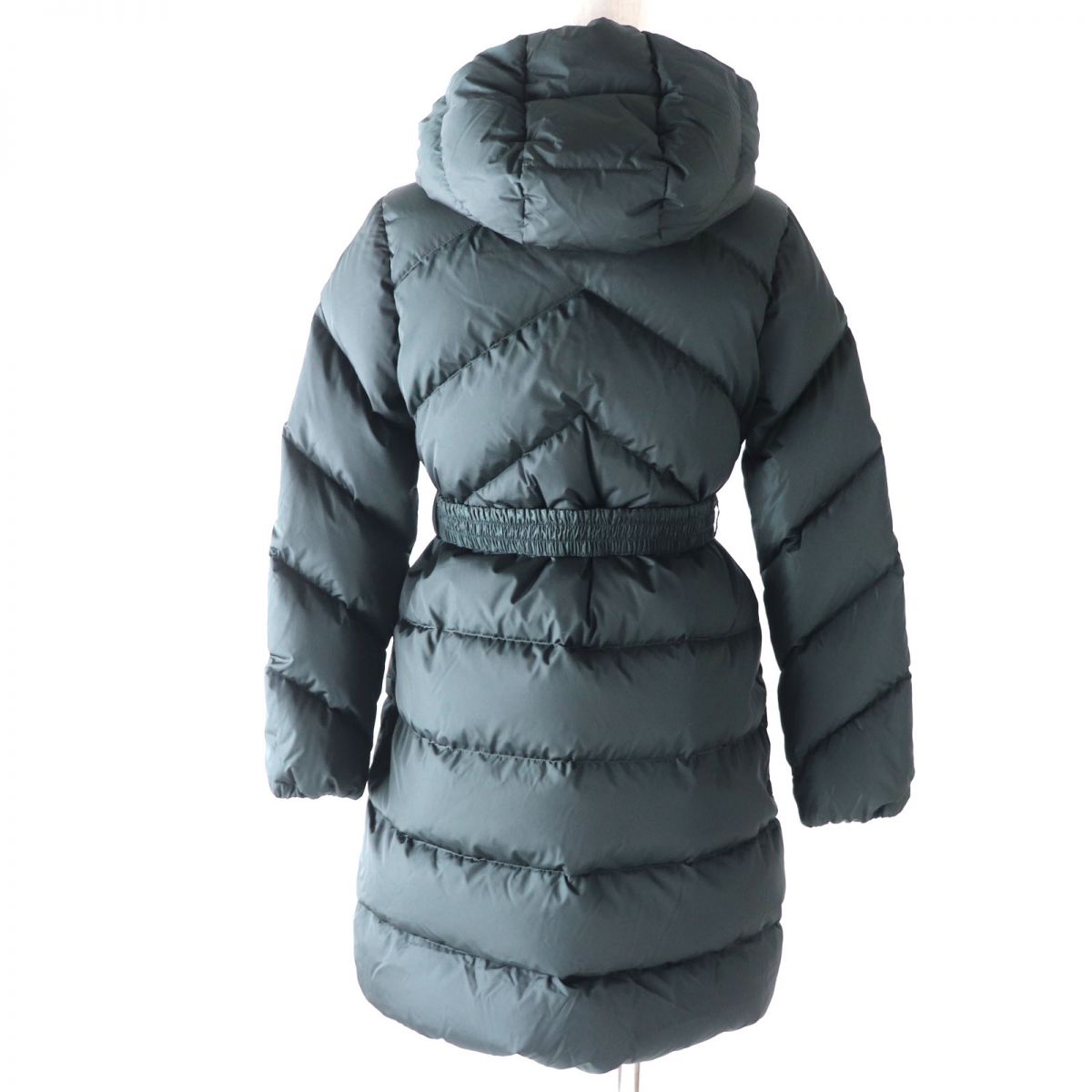 Moncler Kids Hooded Down Coat Dark Green XS