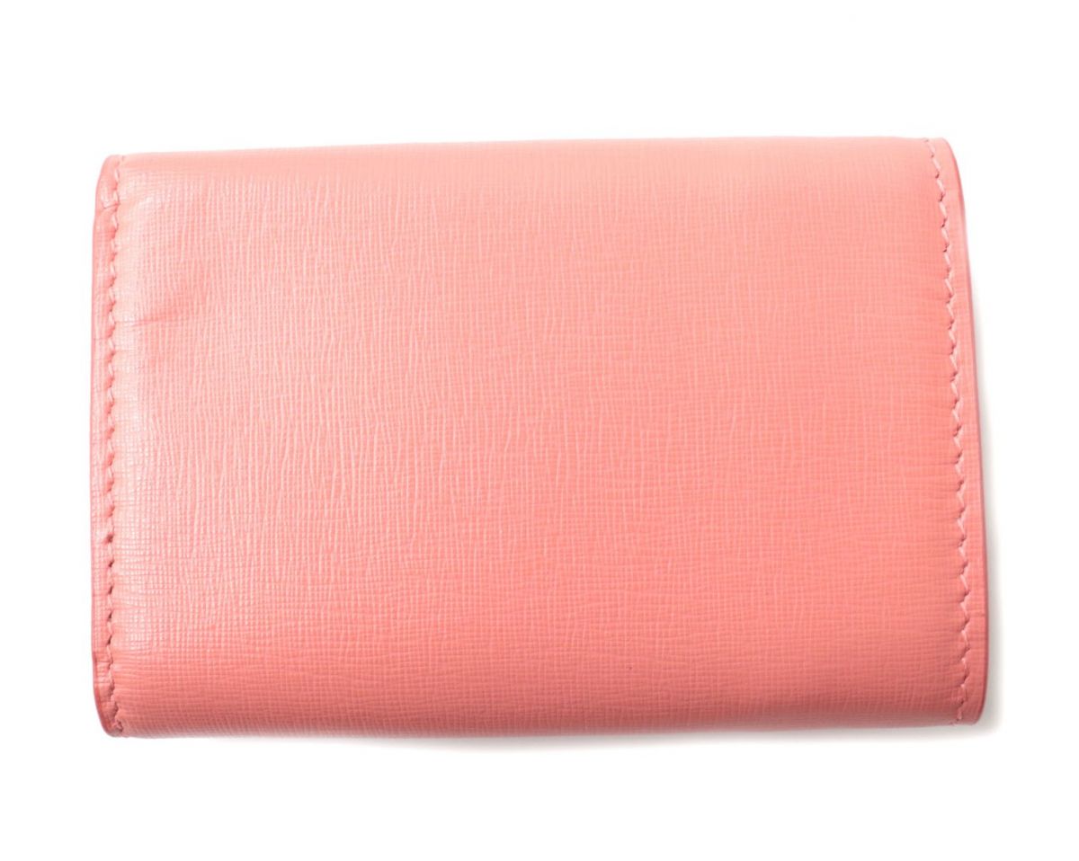 Balenciaga Leather 3-Fold Compact Wallet Coral