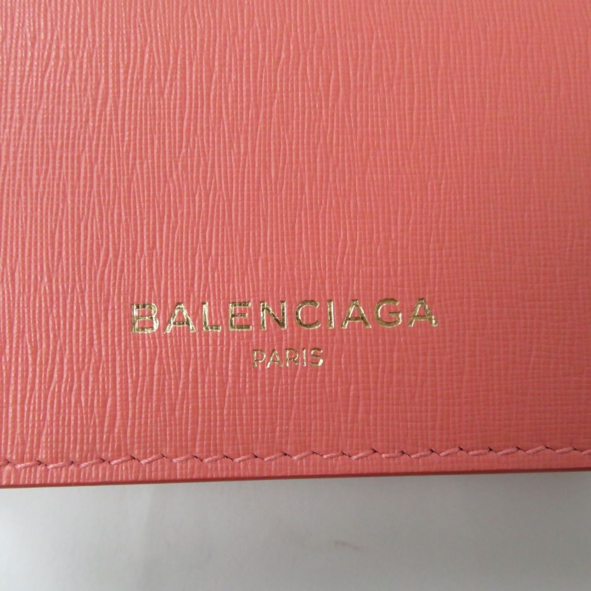 Balenciaga Leather 3-Fold Compact Wallet Coral