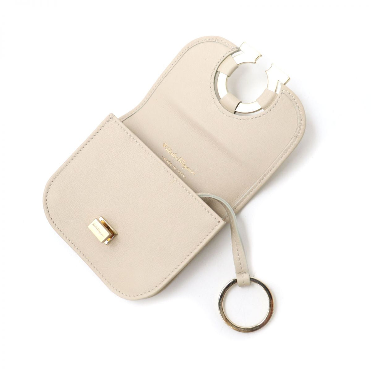 Salvatore Ferragamo Gancini Leather Coin Case with Key Ring