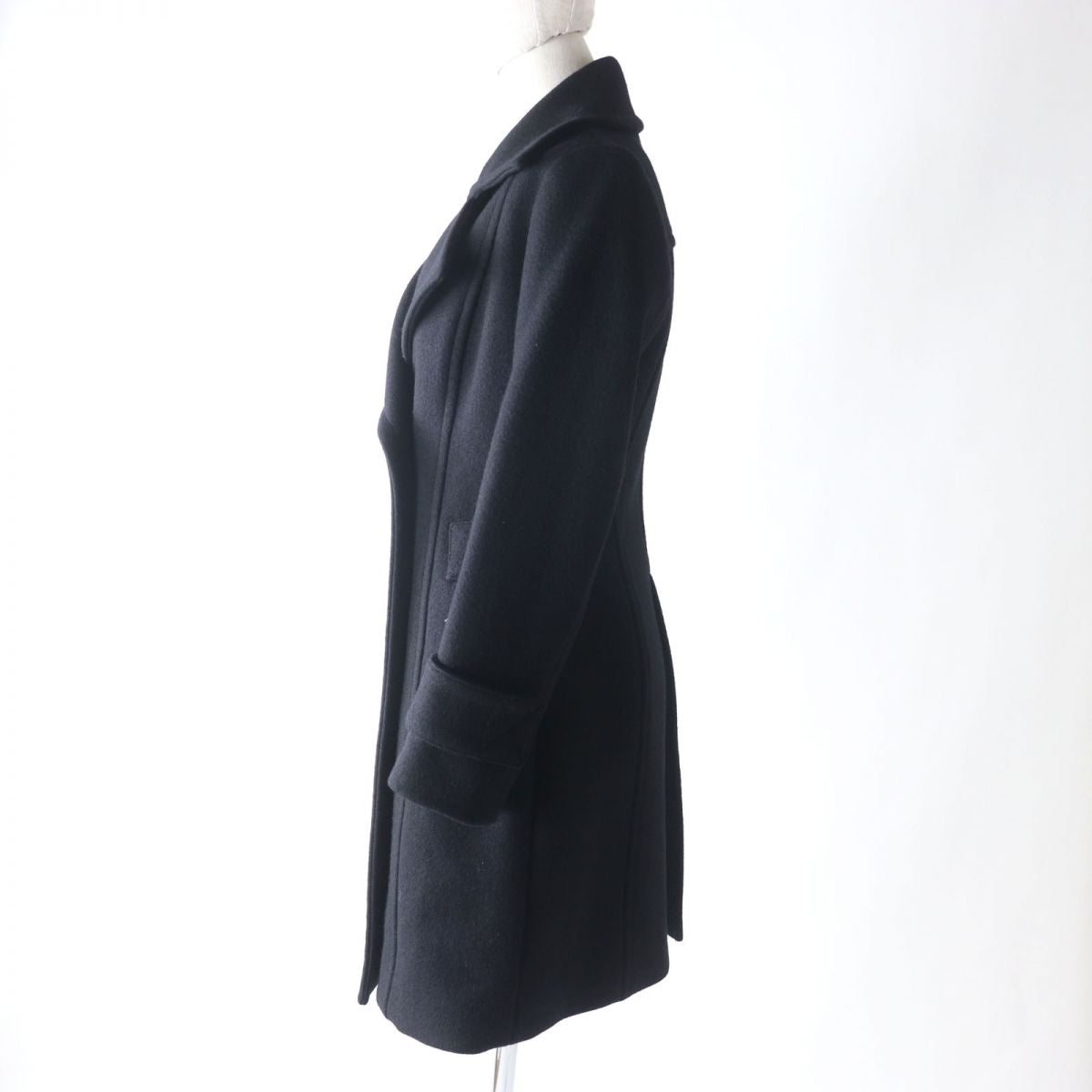 Burberry Wool Coat Black Size 36 Check Pattern