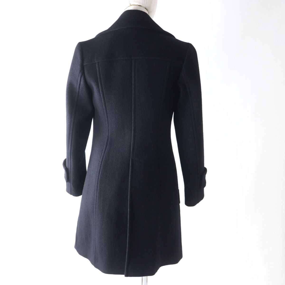 Burberry Wool Coat Black Size 36 Check Pattern