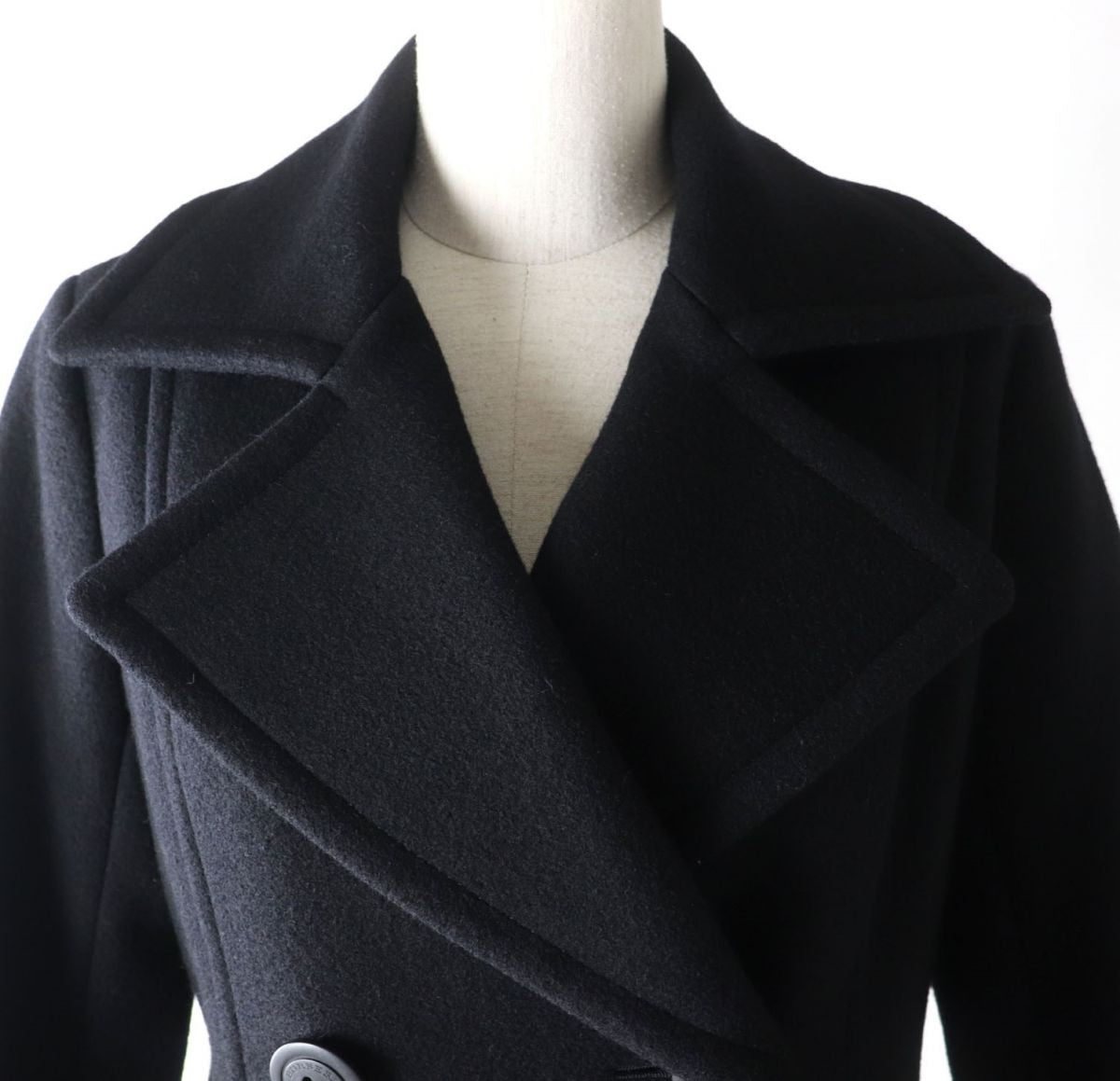 Burberry Wool Coat Black Size 36 Check Pattern