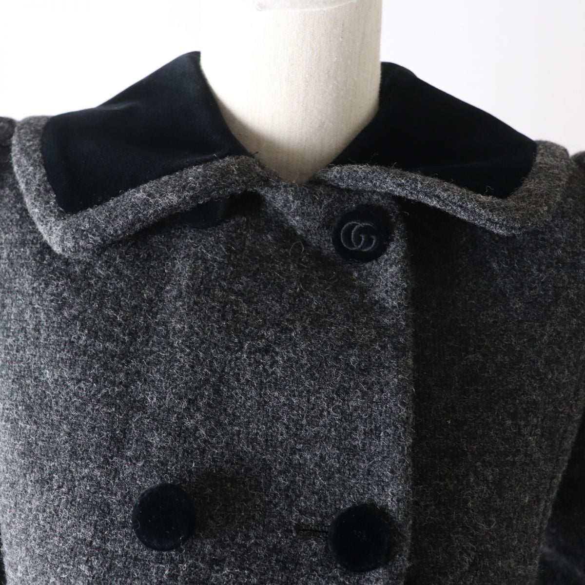 GUCCI Wool Coat 633355 Grey Black