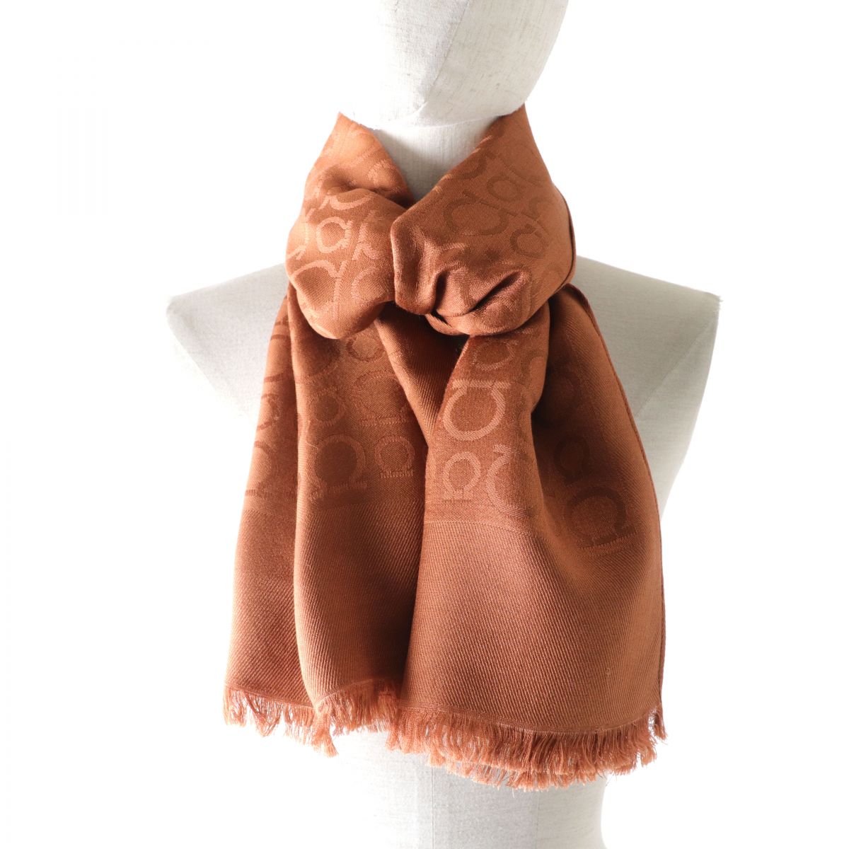 Salvatore Ferragamo Gancini Silk Wool Scarf Shawl