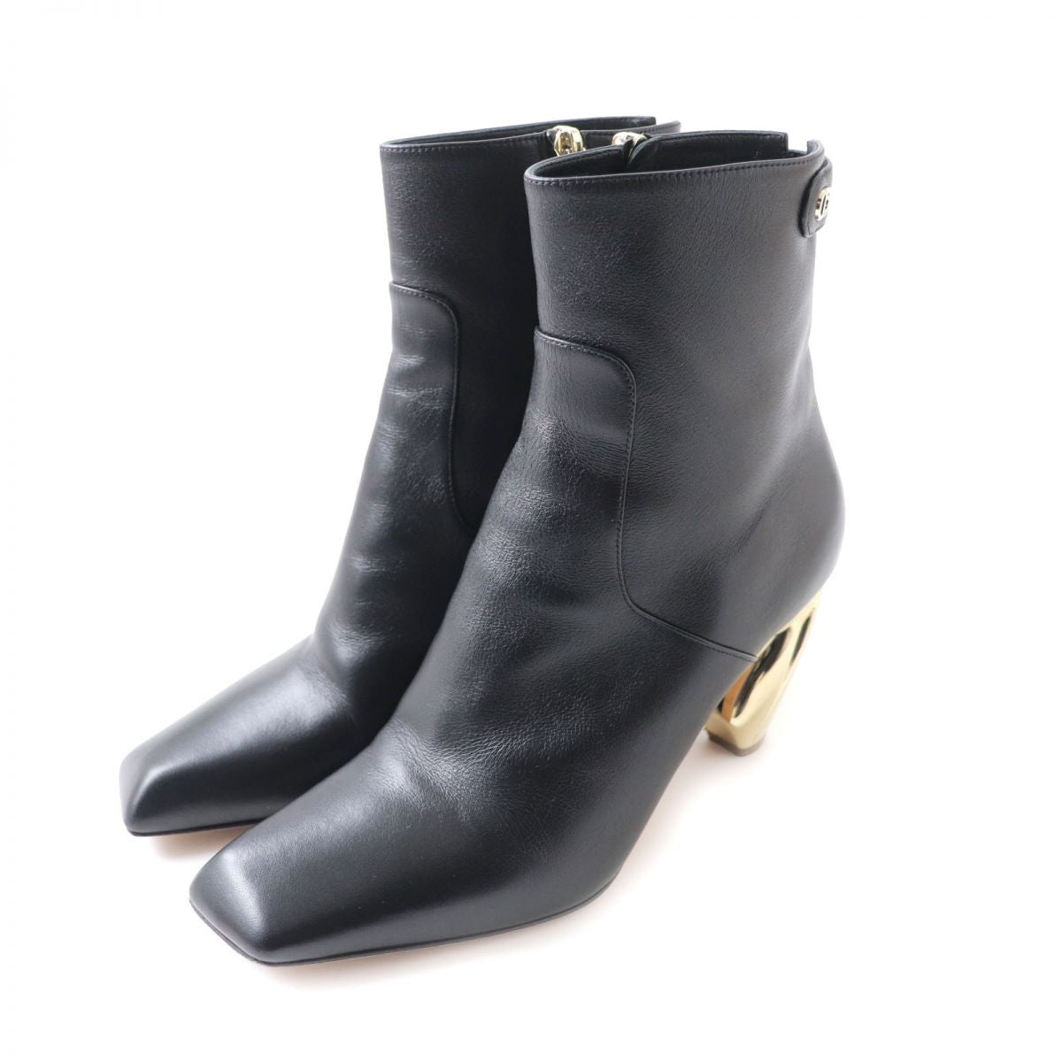 Dior Rhodes 22 Leather Short Boots Black Gold