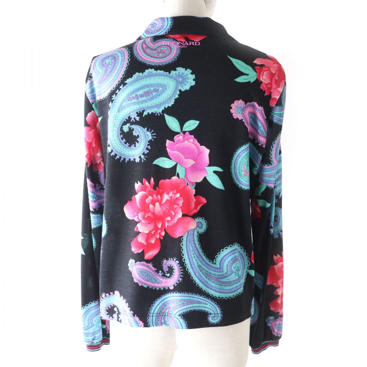 Leonard Sport Floral Paisley Silk Top Black Multicolor