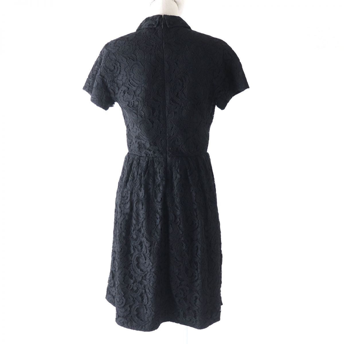 CARVEN Floral Lace Short Sleeve Dress Black