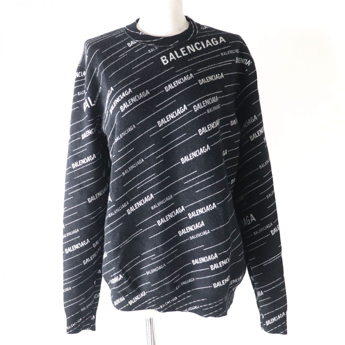 Balenciaga XS Jacquard Logo Knit Sweater