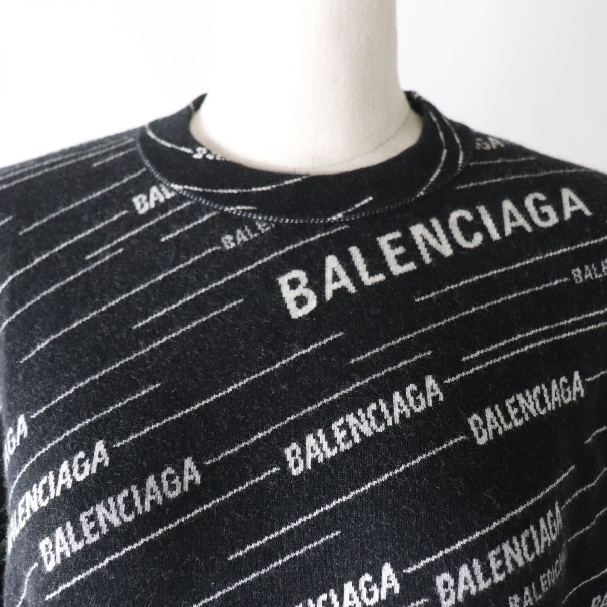 Balenciaga XS Jacquard Logo Knit Sweater