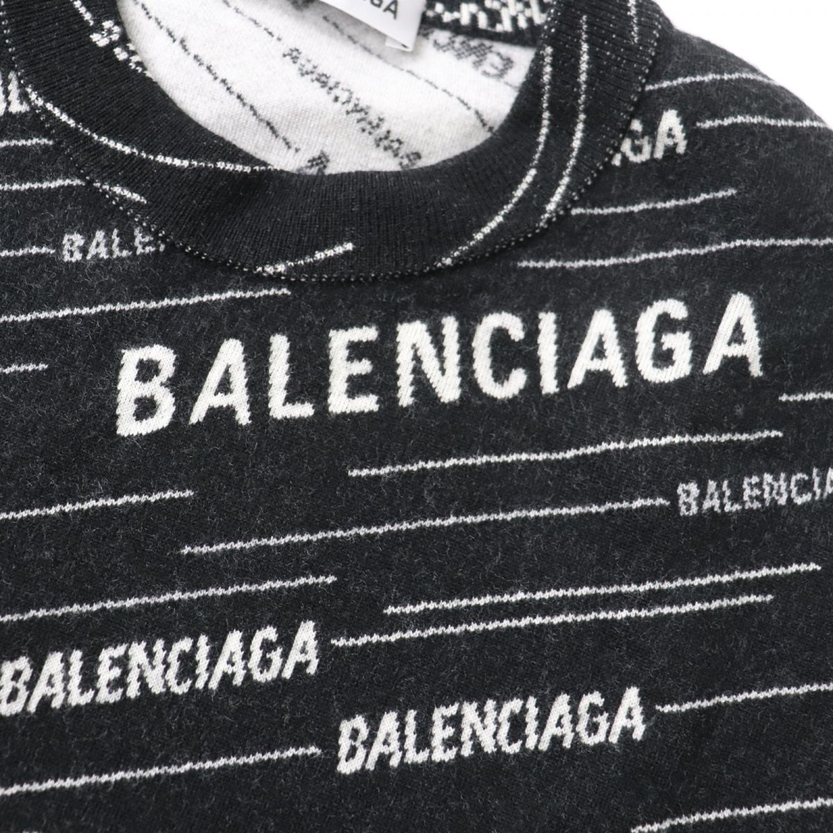 Balenciaga XS Jacquard Logo Knit Sweater