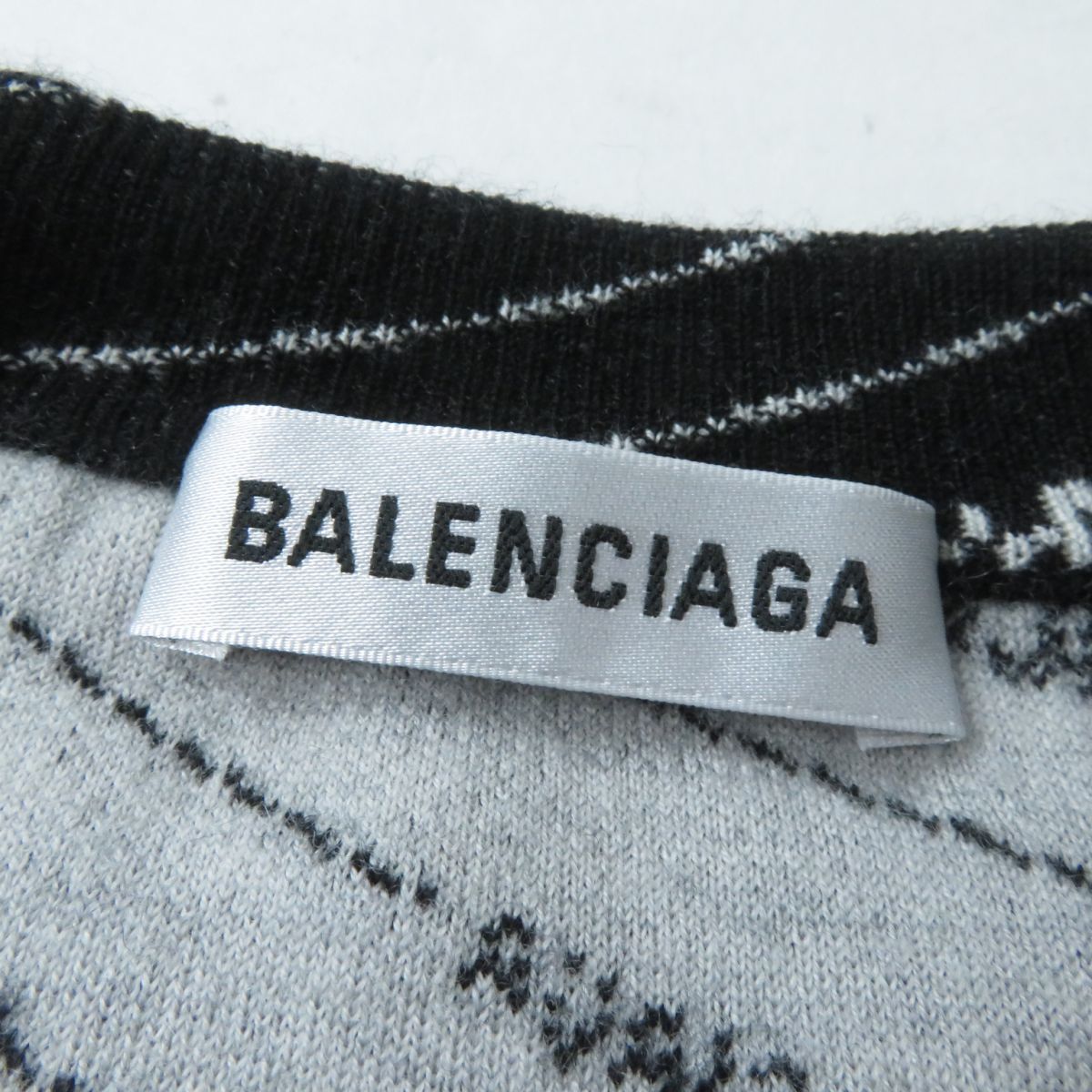 Balenciaga XS Jacquard Logo Knit Sweater