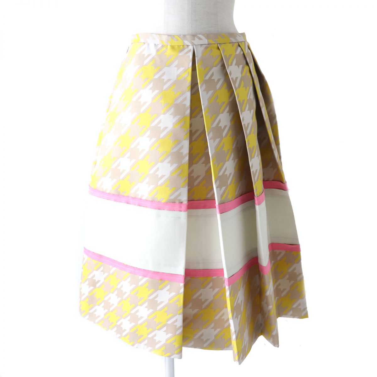 MARNI Macro Houndstooth Pleated Skirt Multicolor 38