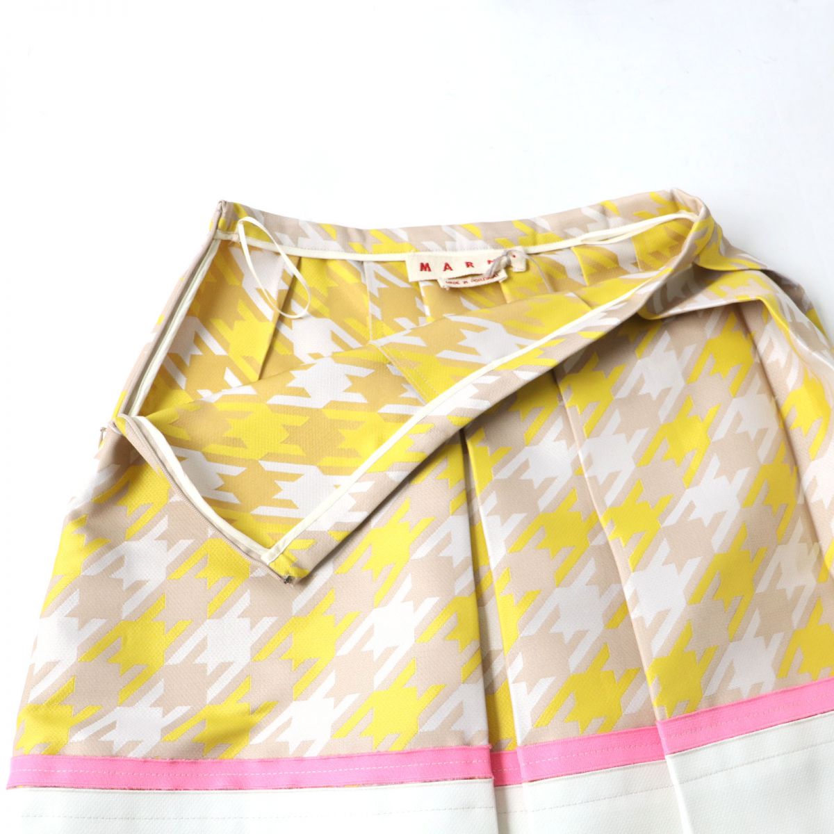 MARNI Macro Houndstooth Pleated Skirt Multicolor 38