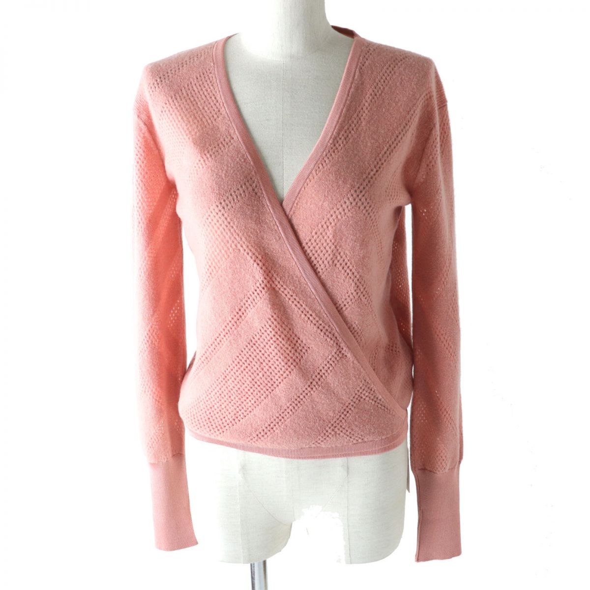 Hermes Cashmere Blend Knit Cardigan Top Coral Pink