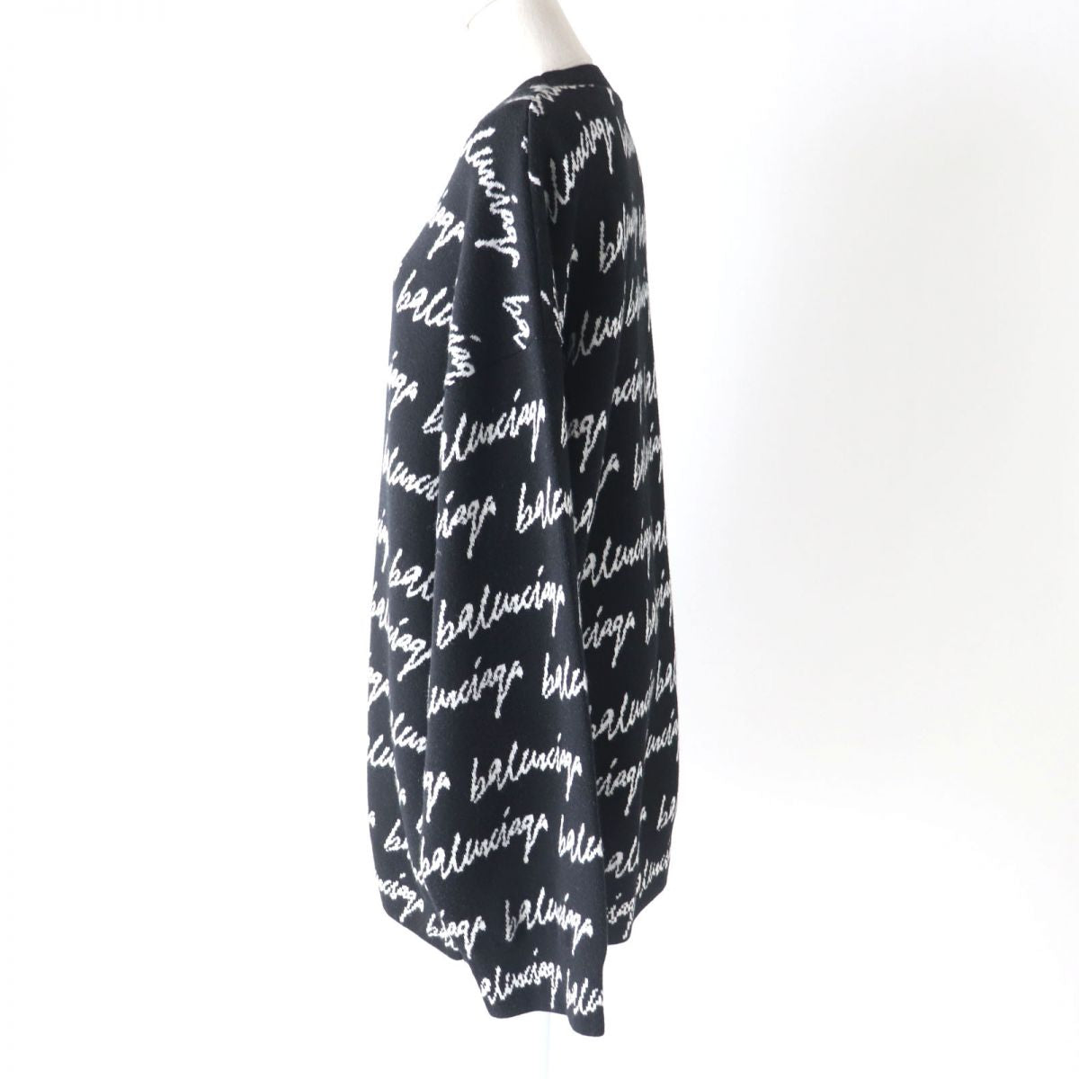 Balenciaga Scribble Jacquard Logo Knit Sweater M