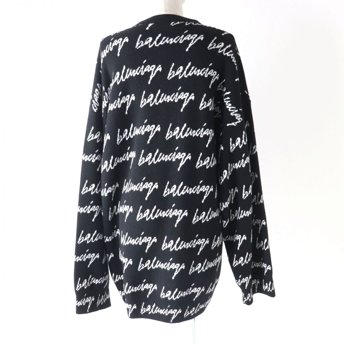 Balenciaga Scribble Jacquard Logo Knit Sweater M