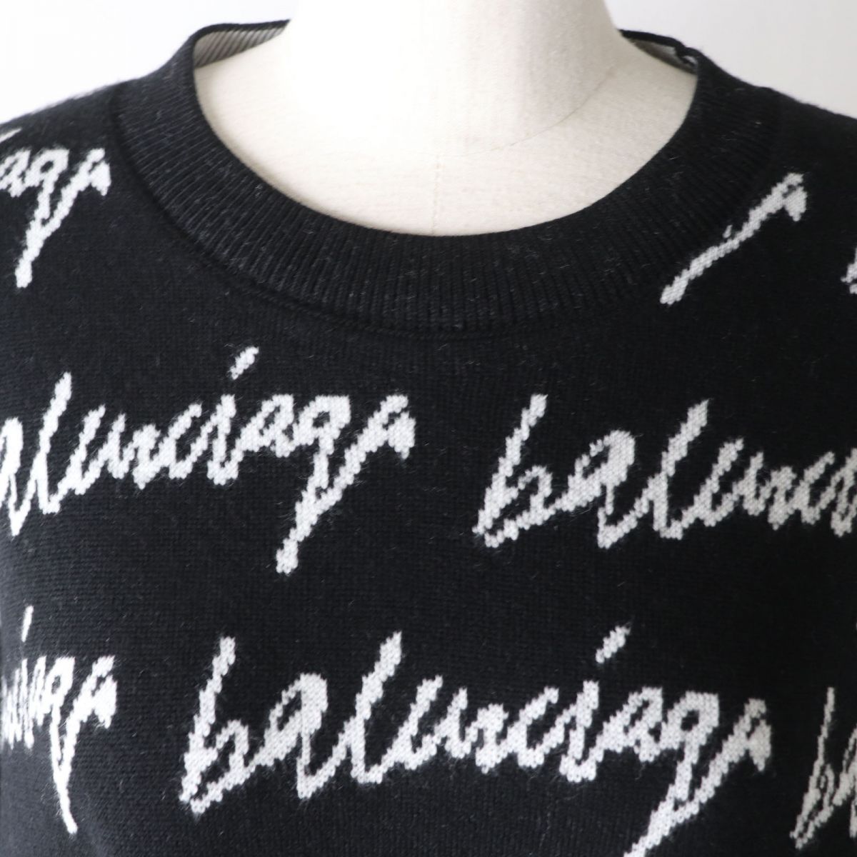 Balenciaga Scribble Jacquard Logo Knit Sweater M