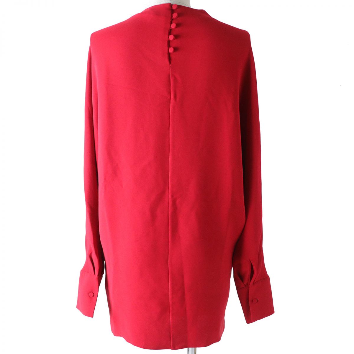 Valentino Silk Frill Long Sleeve Blouse Red