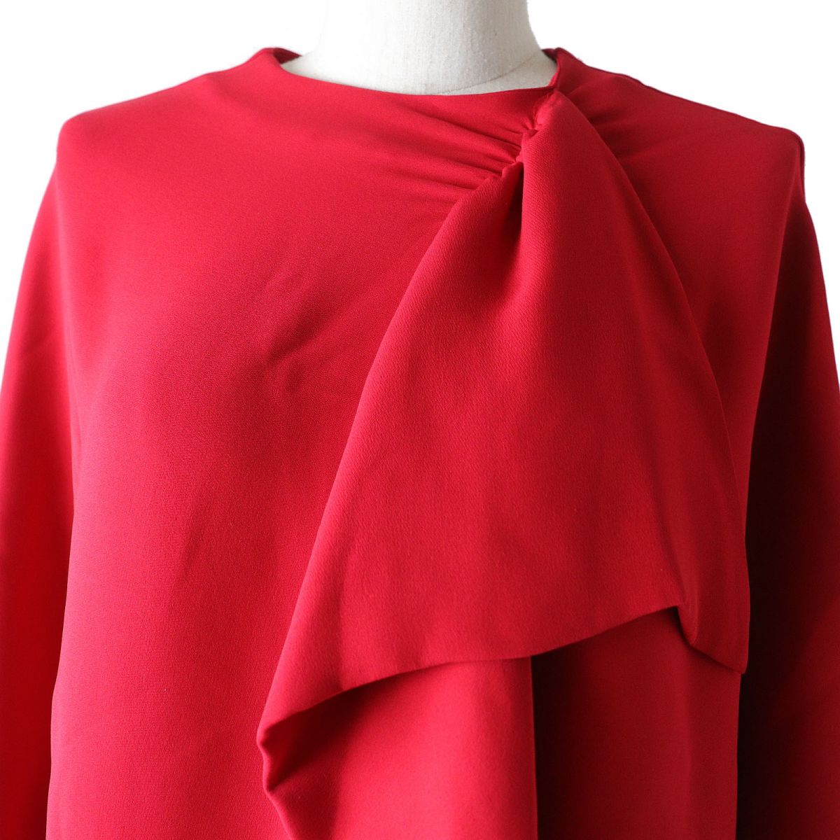 Valentino Silk Frill Long Sleeve Blouse Red