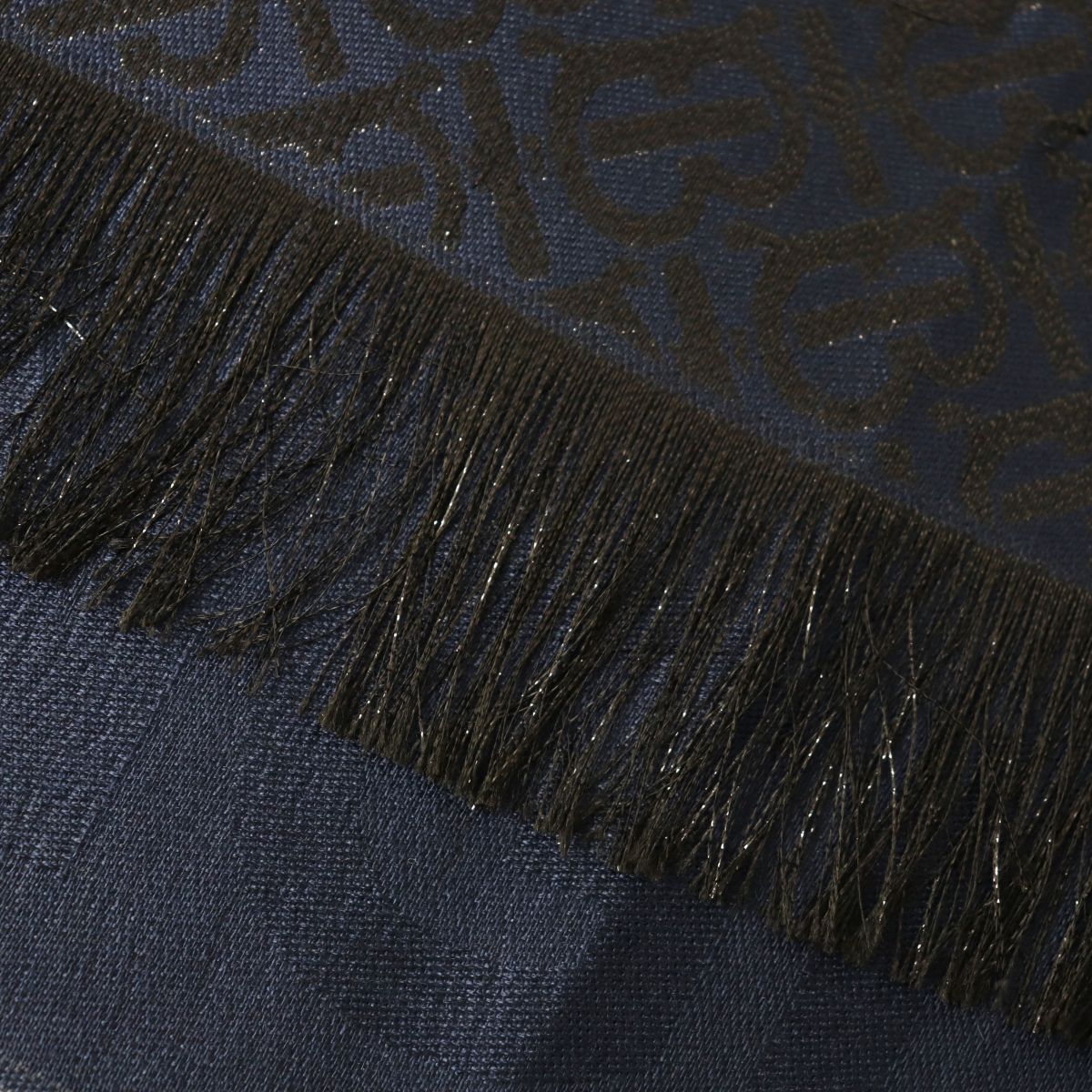 Burberry Monogram Jacquard Fringe Silk Blend Stole