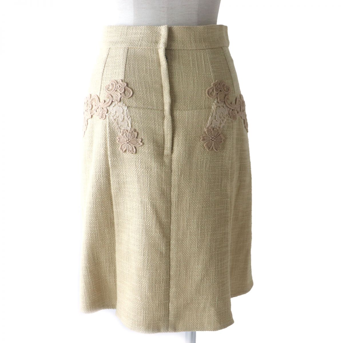 Dolce & Gabbana Lace Knee-Length Skirt, Beige, Size 38