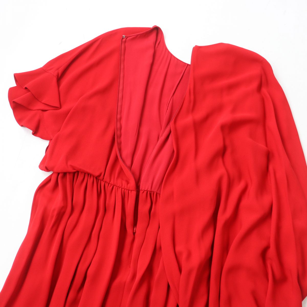 VALENTINO Asymmetrical Silk Dress Red Size 42