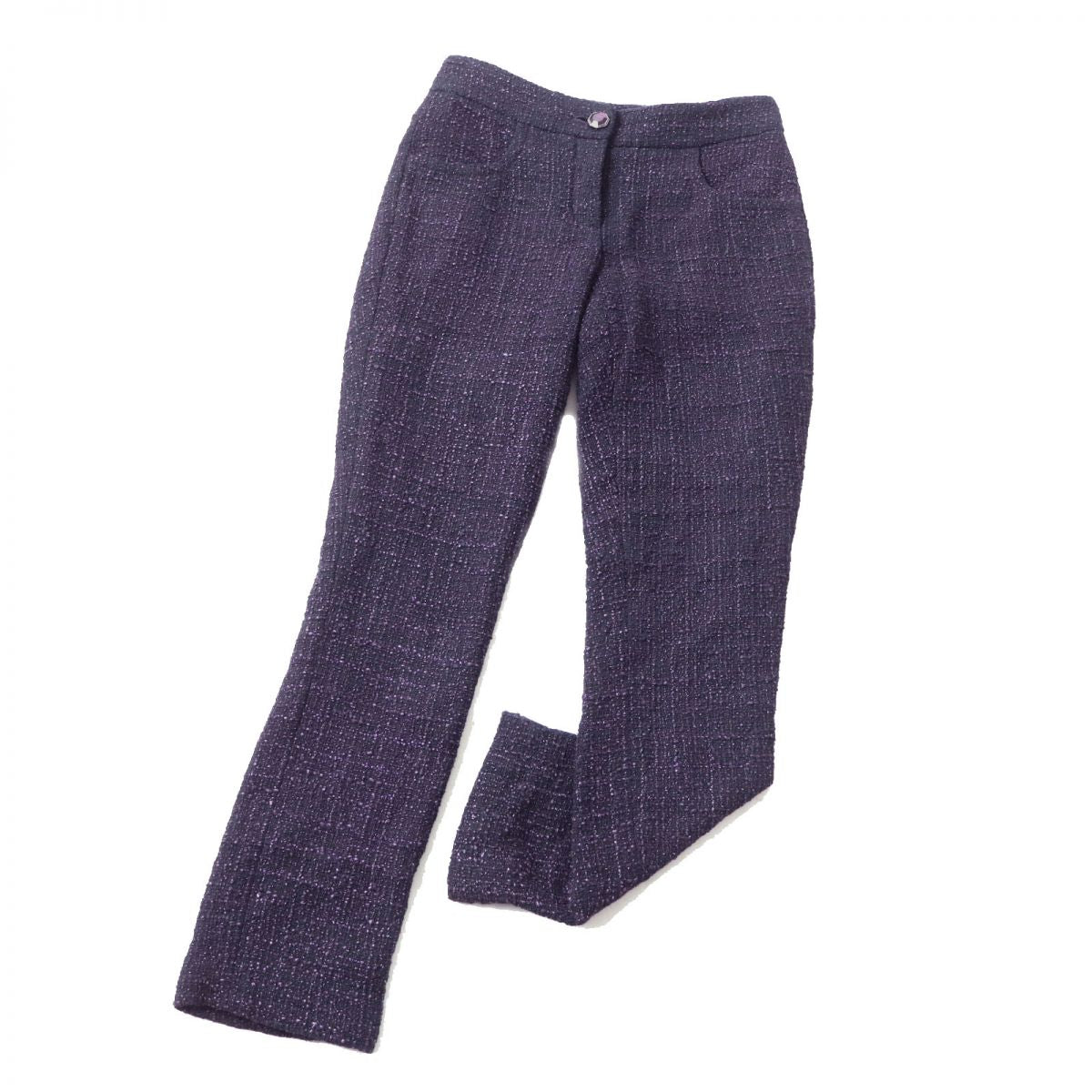 Chanel Tweed Long Pants Purple Size 34