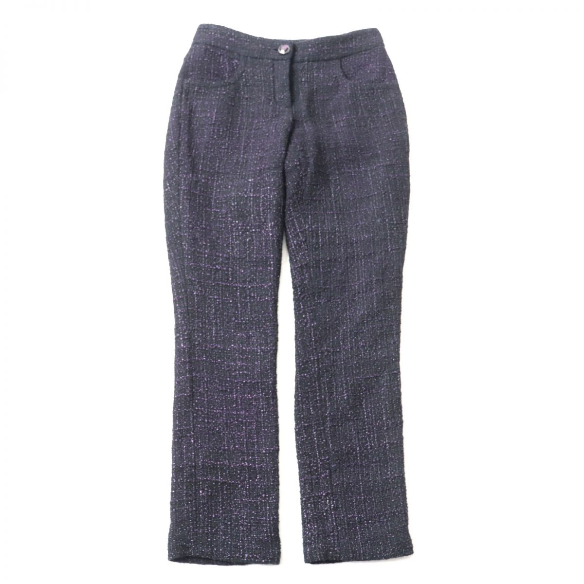 Chanel Tweed Long Pants Purple Size 34