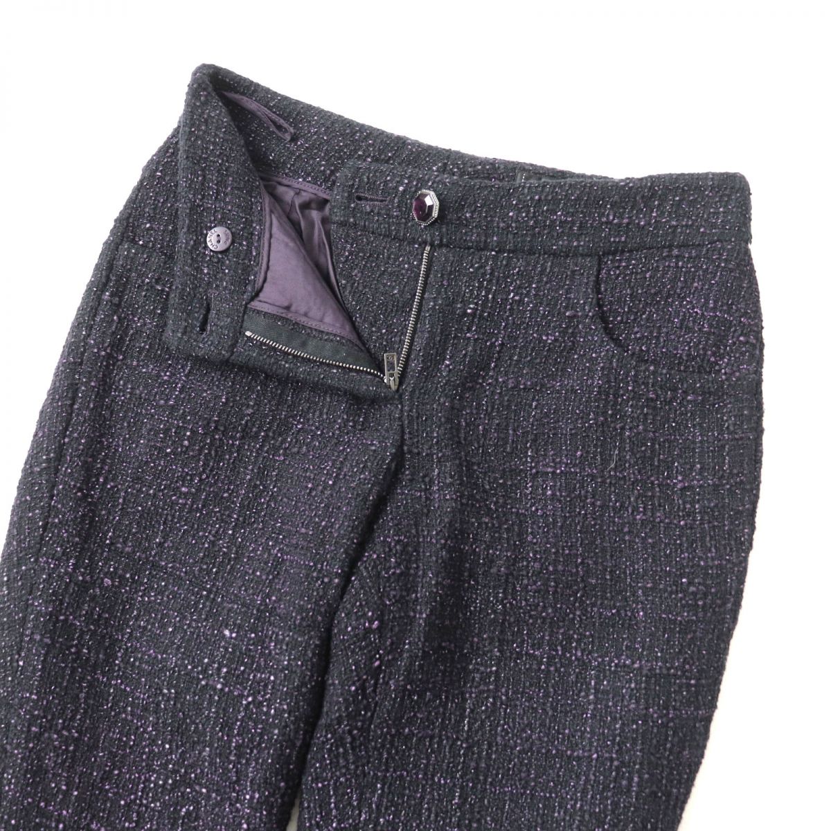 Chanel Tweed Long Pants Purple Size 34