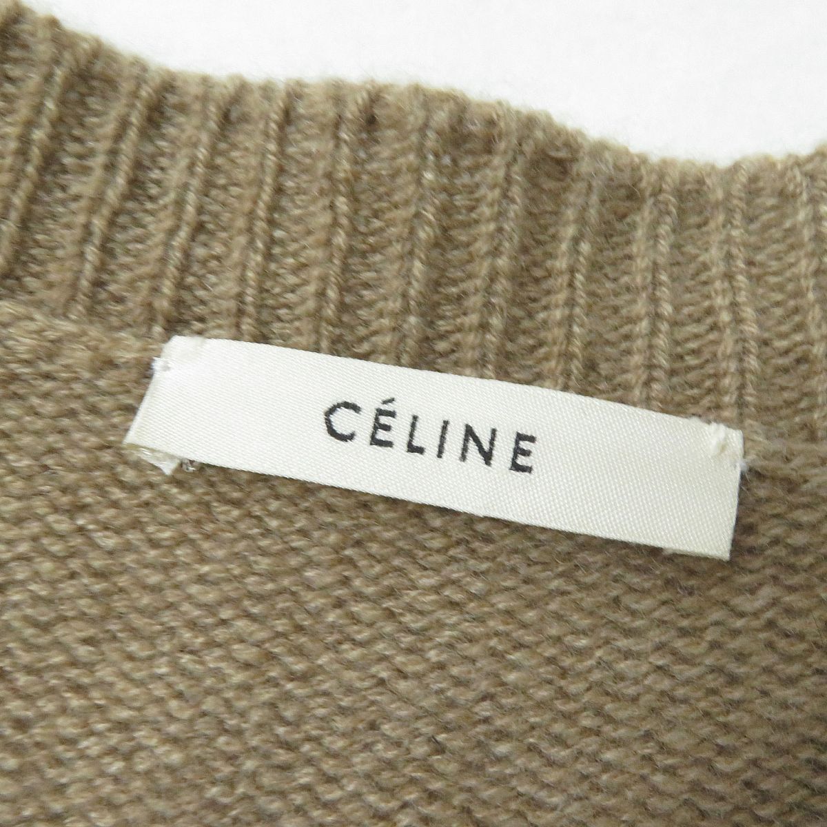 CELINE Cashmere V-Neck Sweater XS Brown