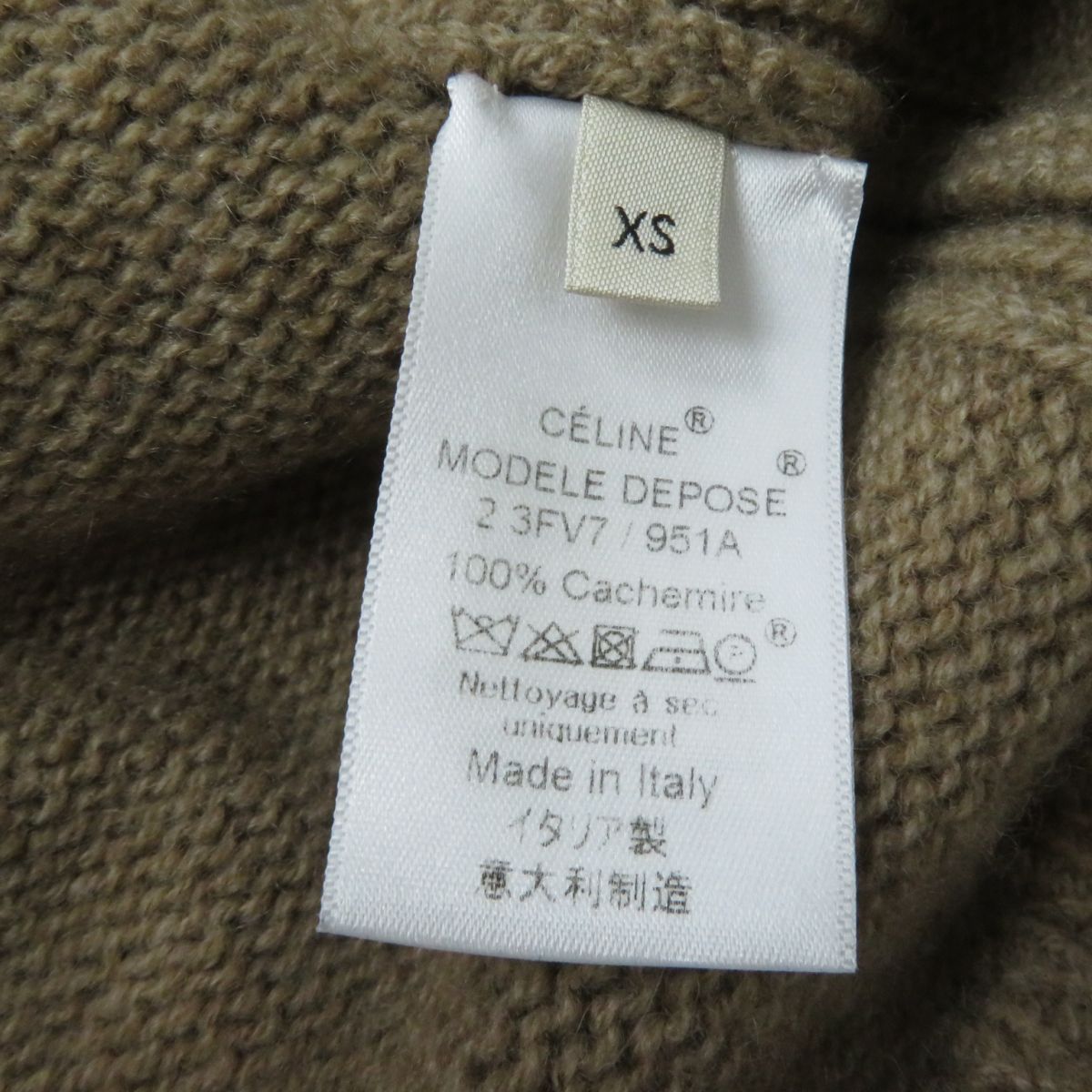 CELINE Cashmere V-Neck Sweater XS Brown