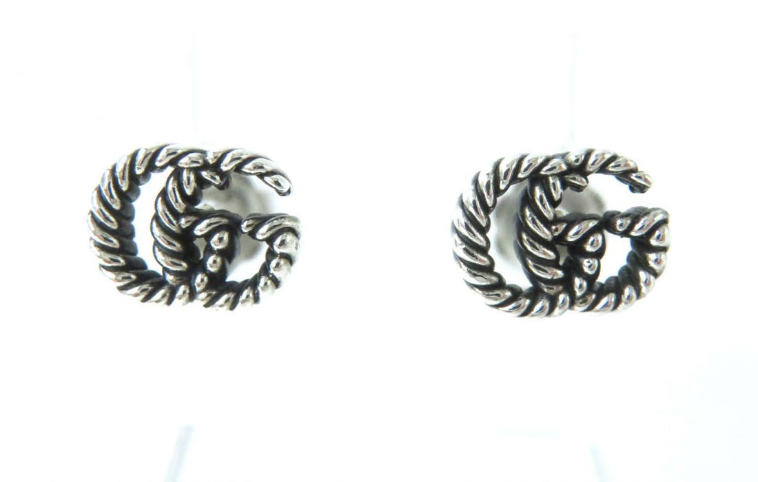 Gucci Silver Double G Rope Motif Earrings