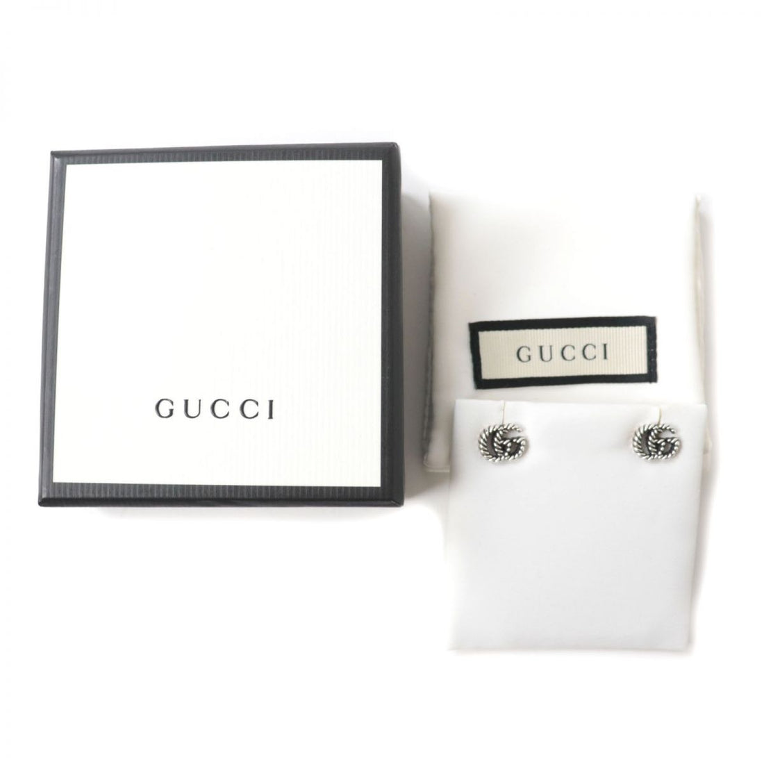 Gucci Silver Double G Rope Motif Earrings