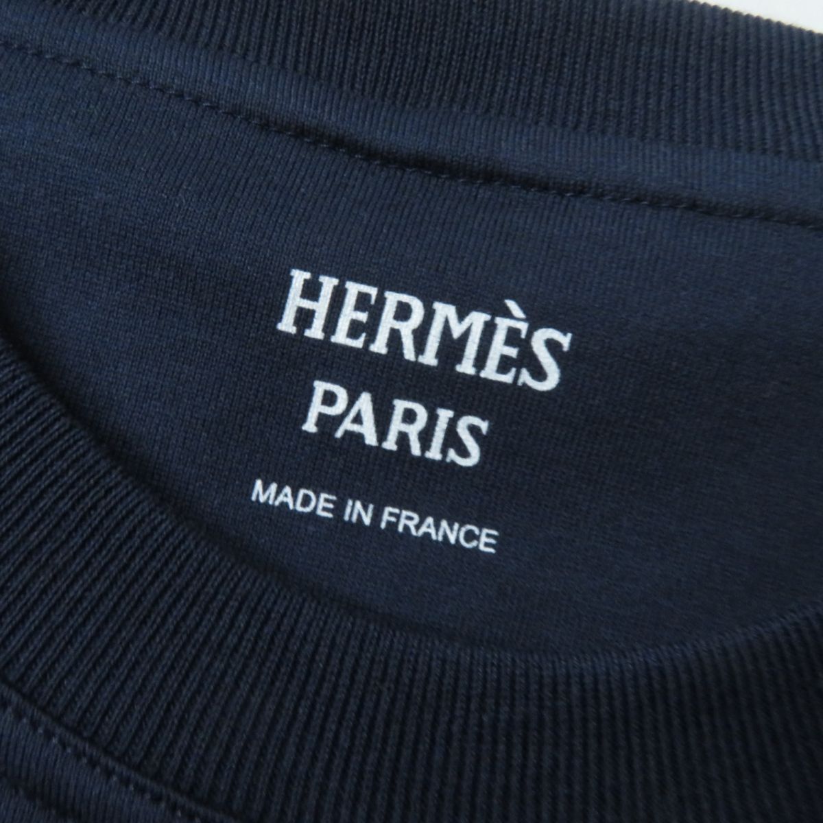 Hermes H Print Crew Neck T-Shirt Navy