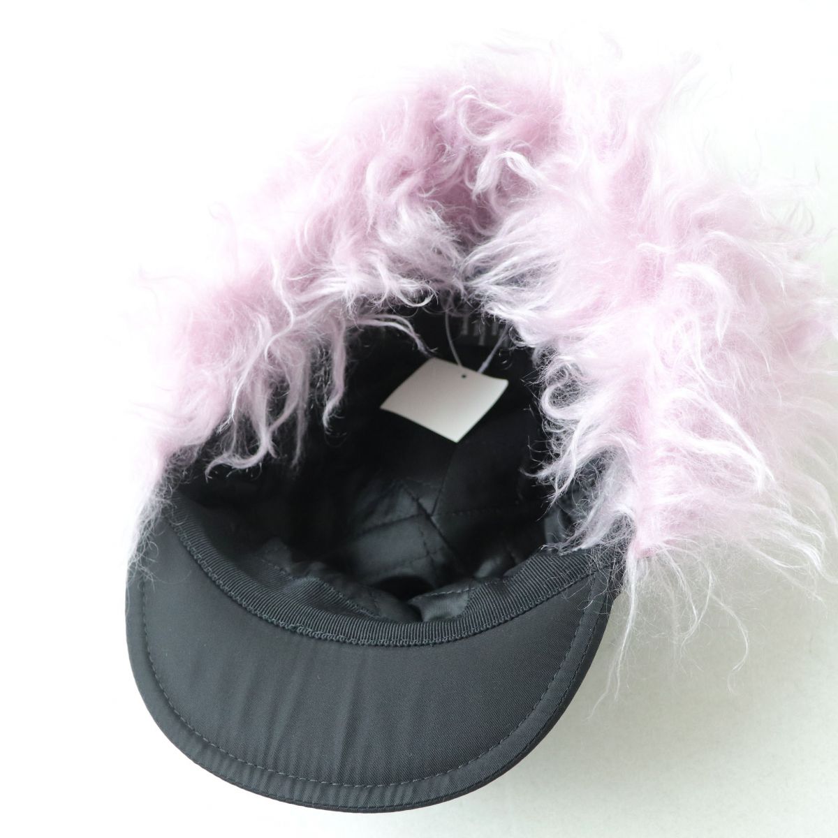 Prada 1HC180 Logo Flight Cap Black Pink