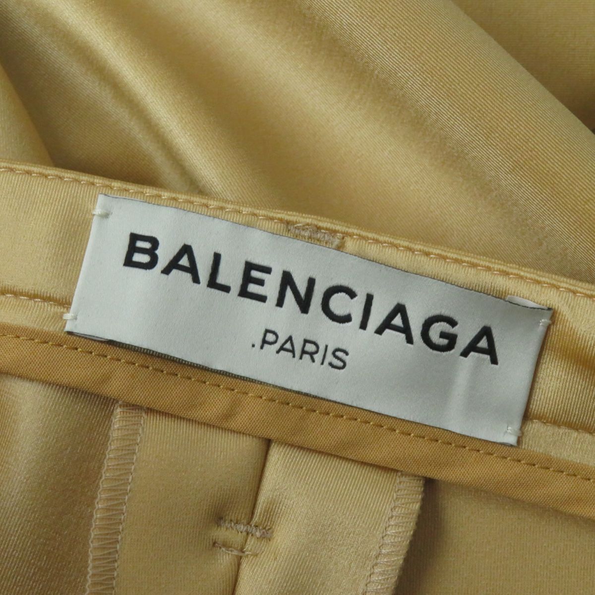 Balenciaga Glossy Slim Slit Pants Gold 36