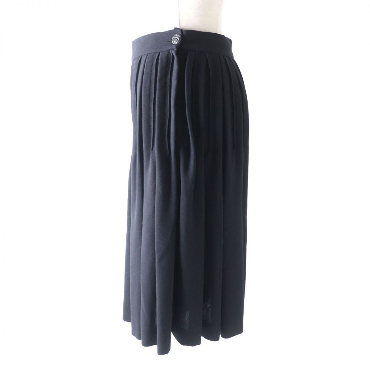 Chanel COCO Mark Pleated Skirt Silk