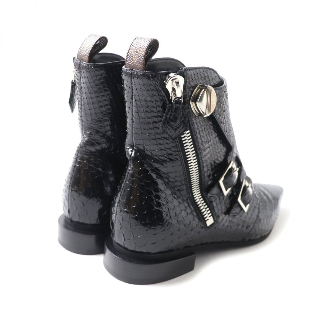 Louis Vuitton Python Leather Ankle Boots Black 36.5