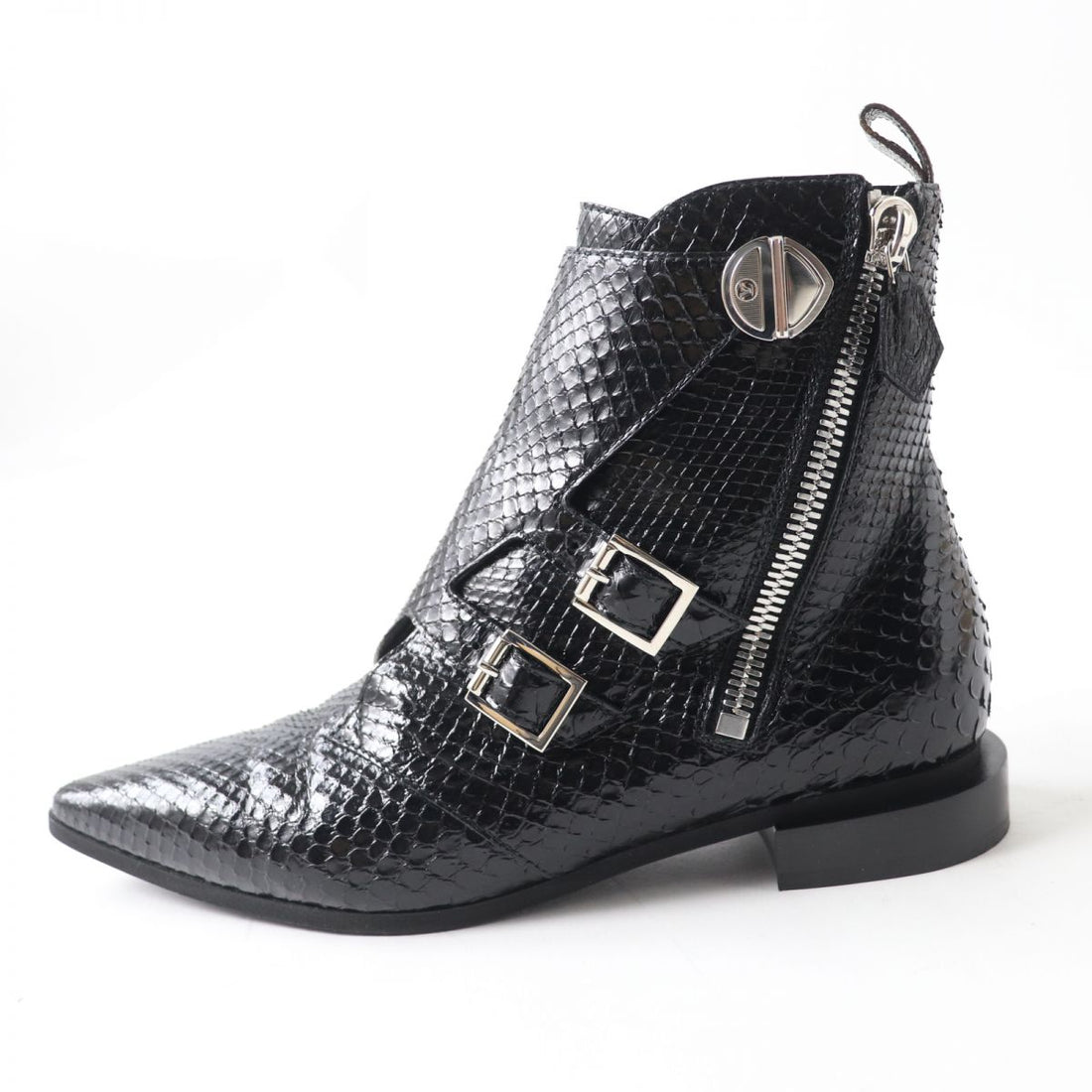 Louis Vuitton Python Leather Ankle Boots Black 36.5