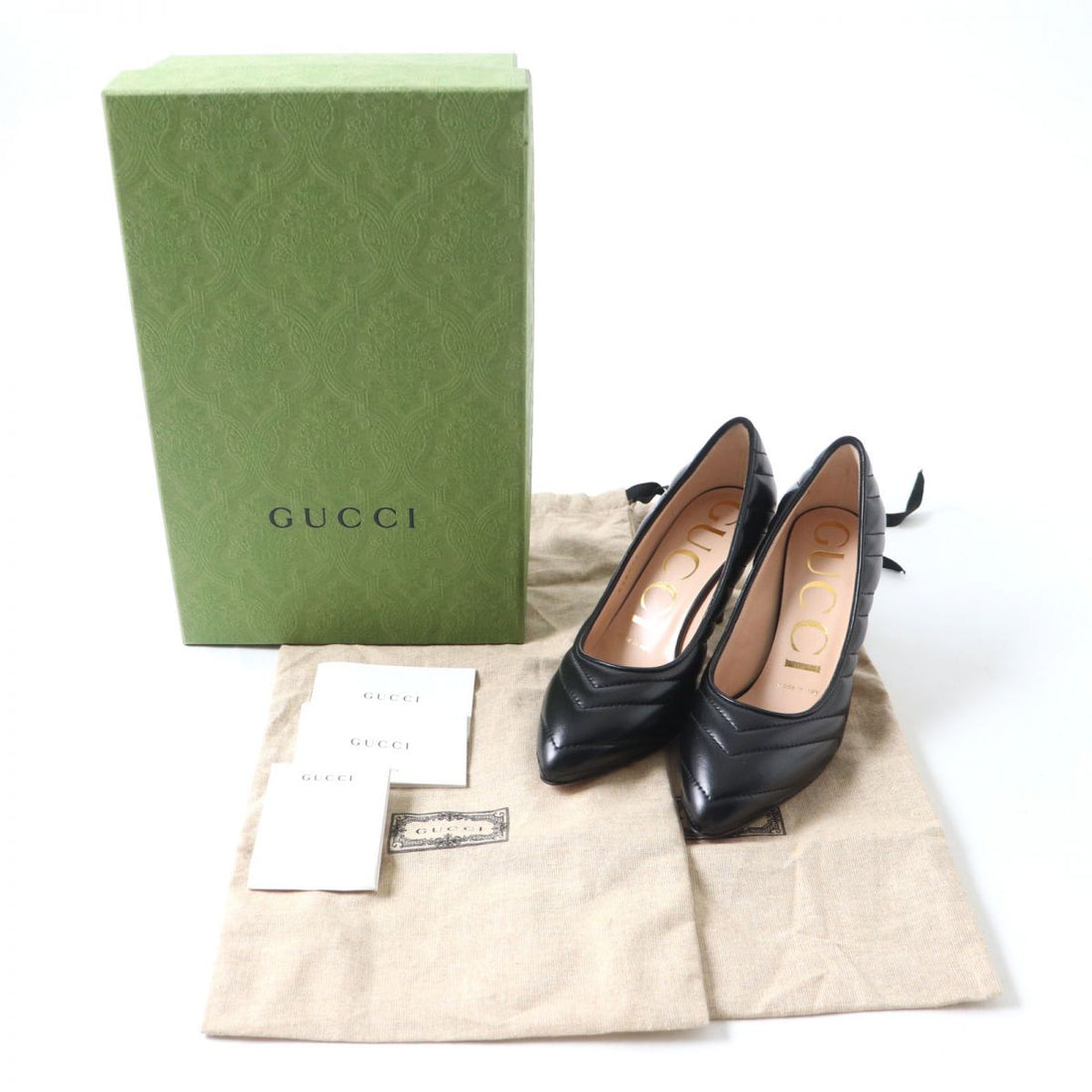 Gucci GG Marmont Leather Pumps Black Size 35