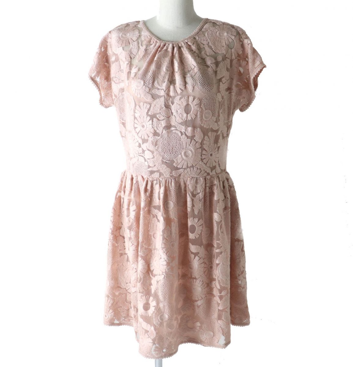 RED VALENTINO Floral Lace Dress, Pink Beige