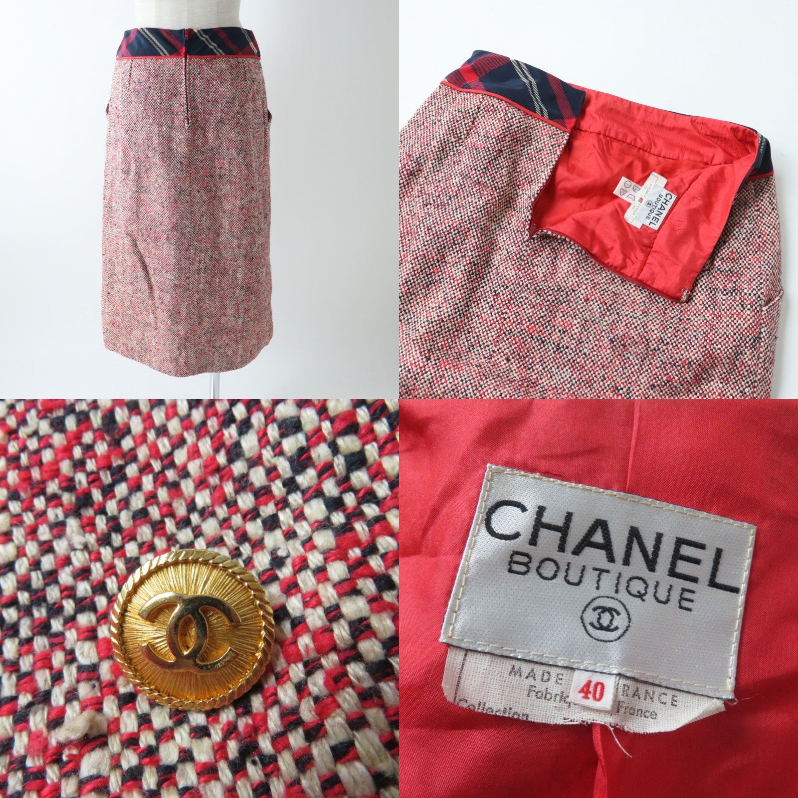 Vintage Chanel COCO Button Jacket Skirt Suit Set