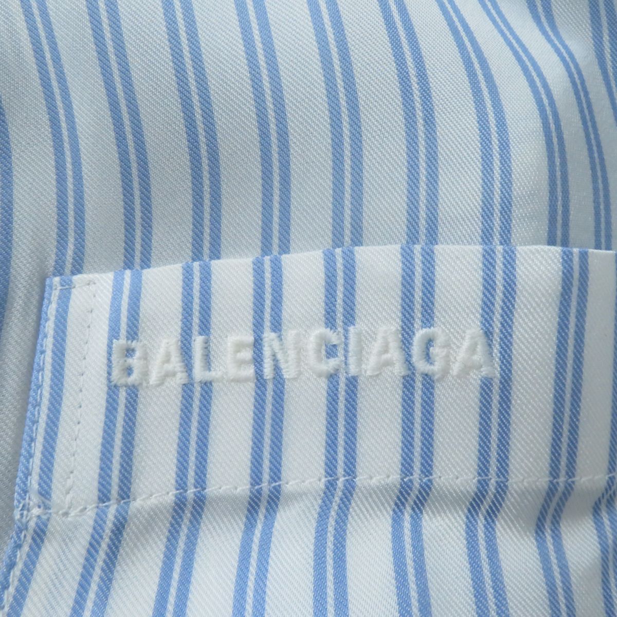 Balenciaga Logo Striped Cupra Shirt White/Blue