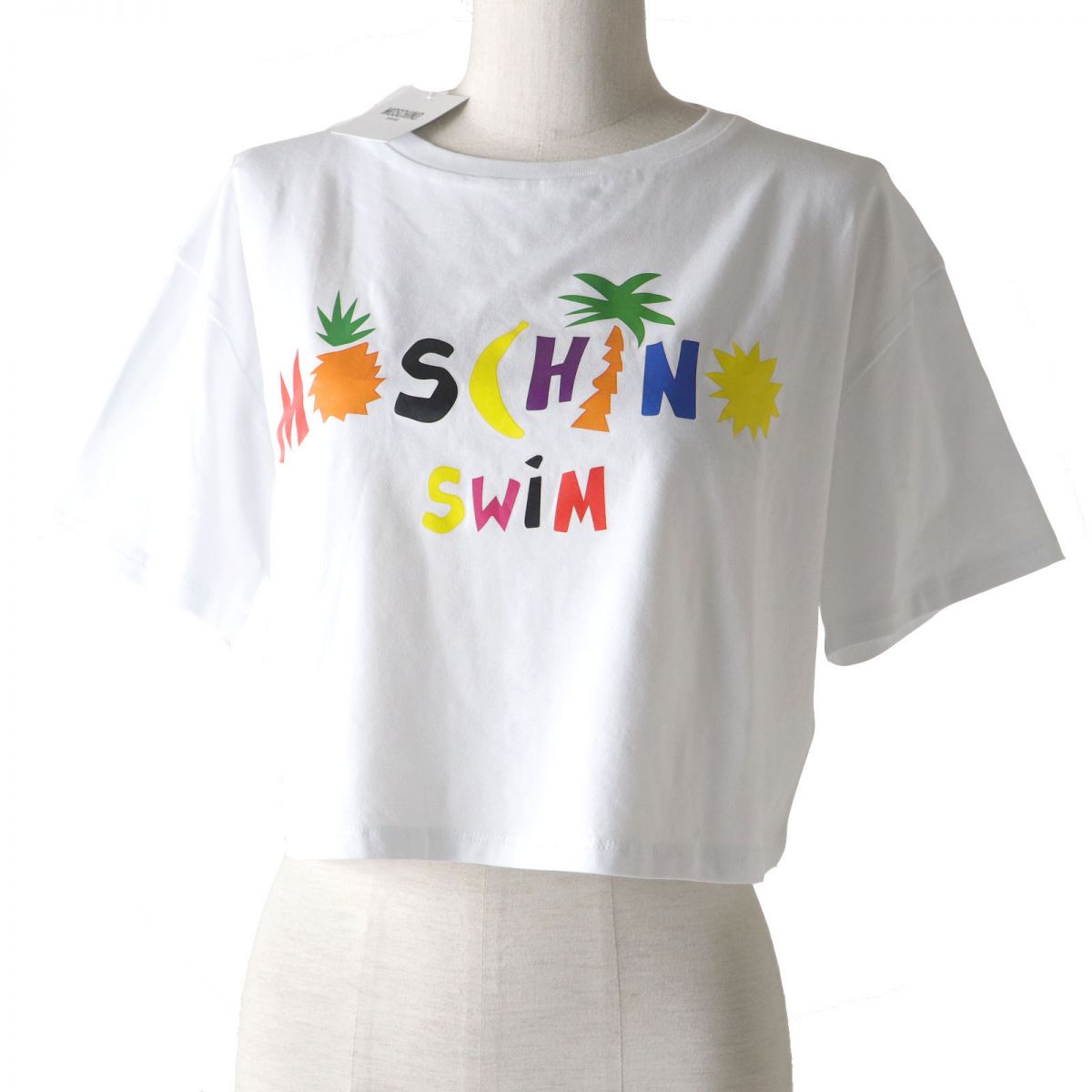 Moschino Logo Print Cropped T-Shirt White Women's S