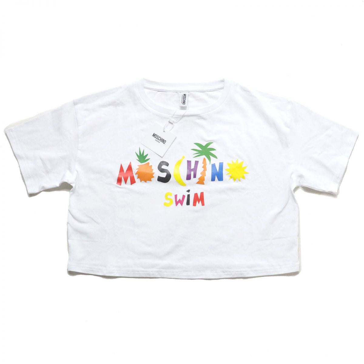 Moschino Logo Print Cropped T-Shirt White Women's S