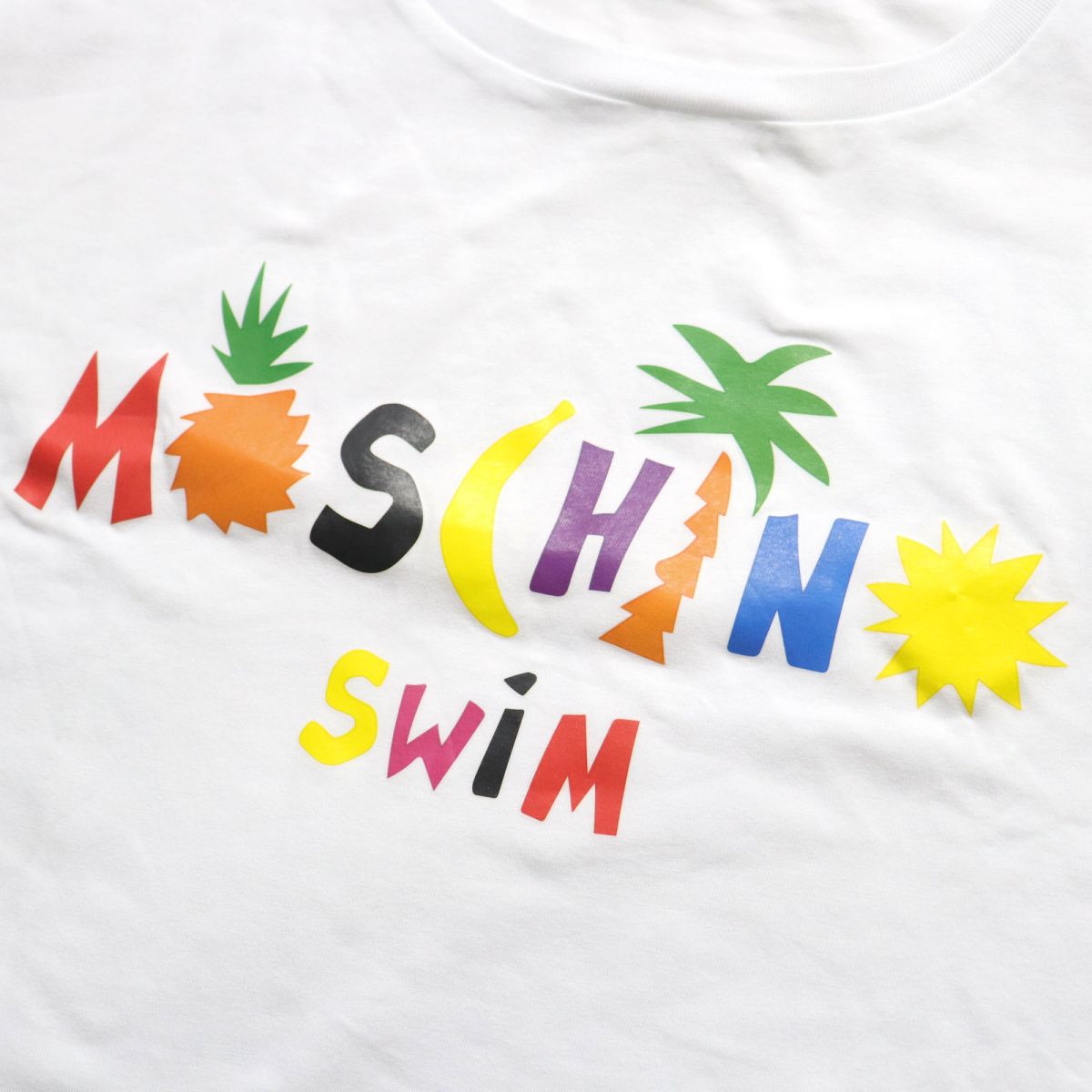 Moschino Logo Print Cropped T-Shirt White Women's S