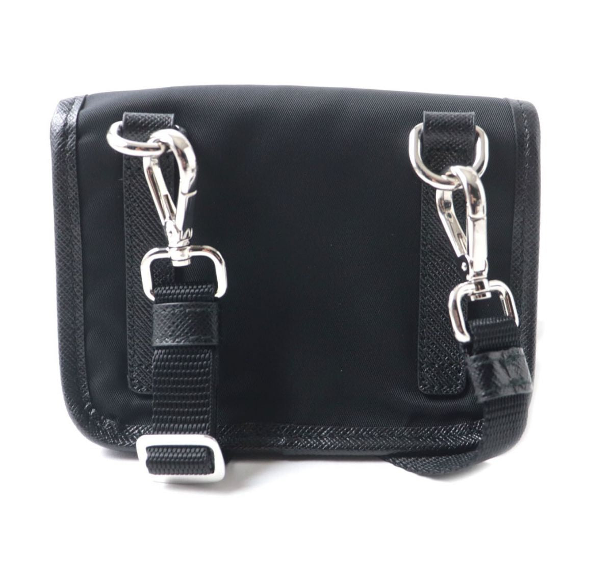 Prada Re Nylon Saffiano Leather Mini Pouch Black